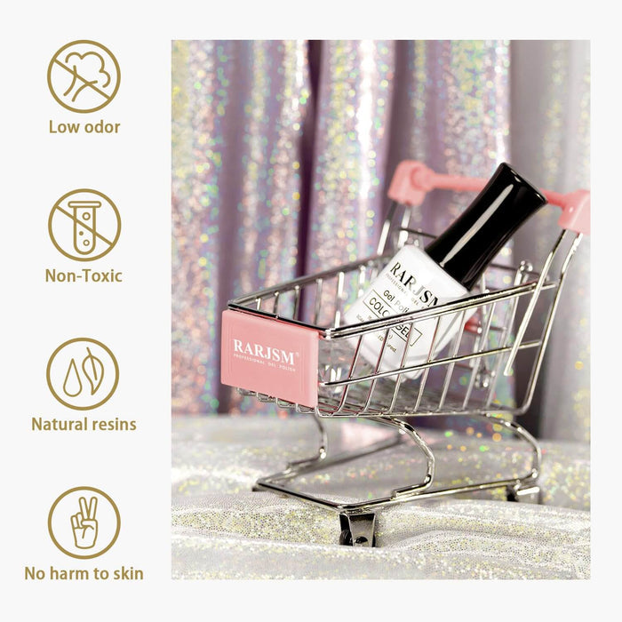 RARJSM ®Gold Metallic Light Rainbow Shimmer Glitter Gel Nail Polish