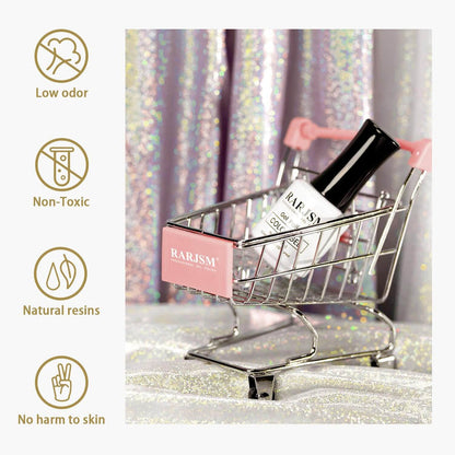 RARJSM ®Gold Metallic Light Rainbow Shimmer Glitter Gel Nail Polish