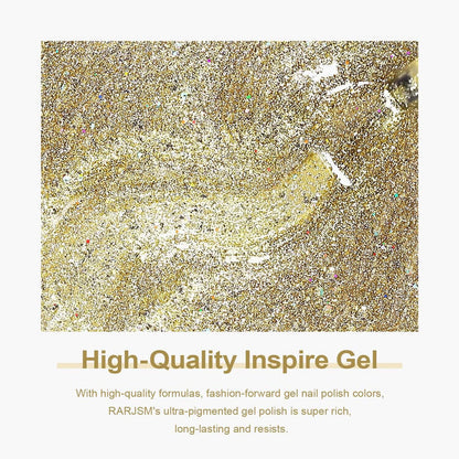 RARJSM ®Gold Metallic Light Rainbow Shimmer Glitter Gel Nail Polish