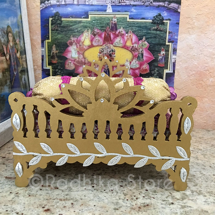 Golden Vrindavan Lotus Bed - 8" Inch