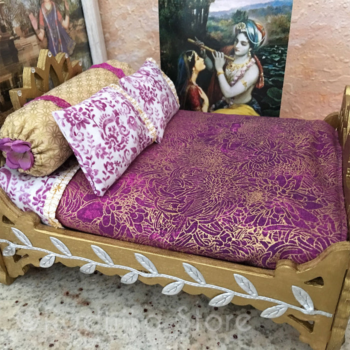 Golden Vrindavan Lotus Bed - 8" Inch