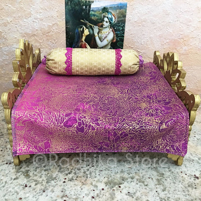 Golden Vrindavan Lotus Bed - 8" Inch