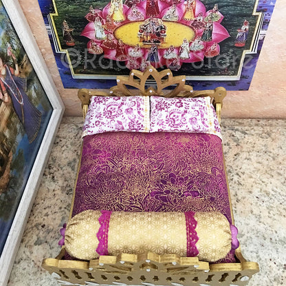 Golden Vrindavan Lotus Bed - 8" Inch