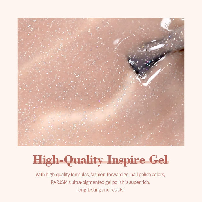 High-quality inspire gel gray pink rainbow shimmer texture smooth self-leveling formula ultra-pigmented long-lasting
