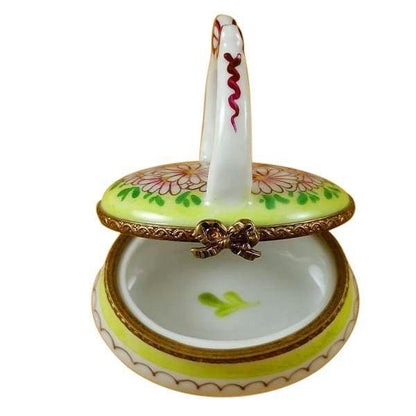 Green Basket with Handle limoges box Porcelain Limoges French Trinket Box