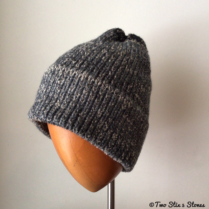 Grey Tweed Knit Beanie