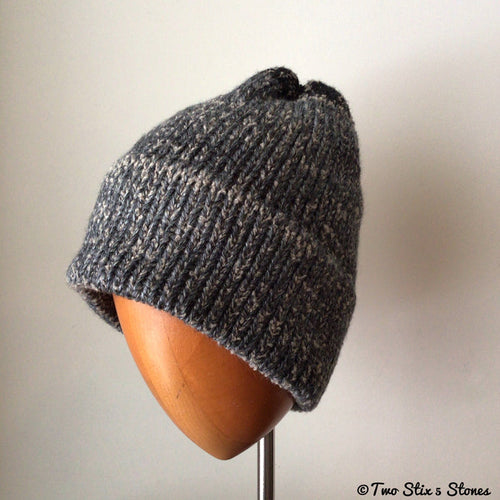 Grey Tweed Knit Beanie