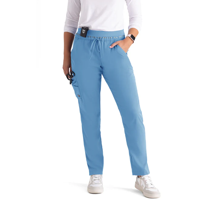Grey's Anatomy Spandex Stretch Serena 7-Pocket Mid-Rise Tapered Leg Scrub Pants