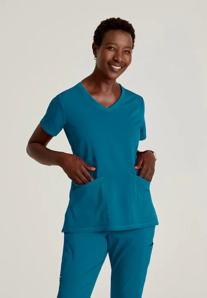 Grey's Anatomy Spandex Stretch Serena Curved V-Neck Scrub Top