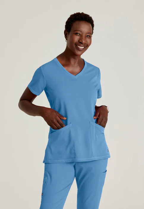 Grey's Anatomy Spandex Stretch Serena Curved V-Neck Scrub Top