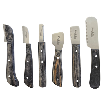 Hand Stripping Knife w/ Black Wooden Handle, Set of 6