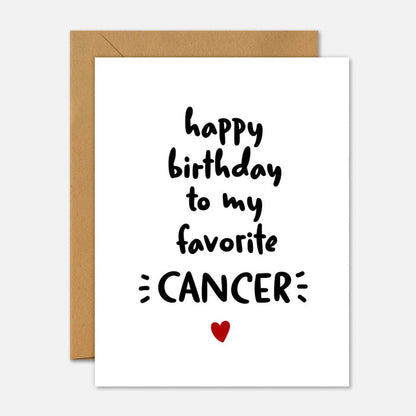 Happy Birthday To My Favorite Cancer Zodiac Birthday Card - Footnotes Paper