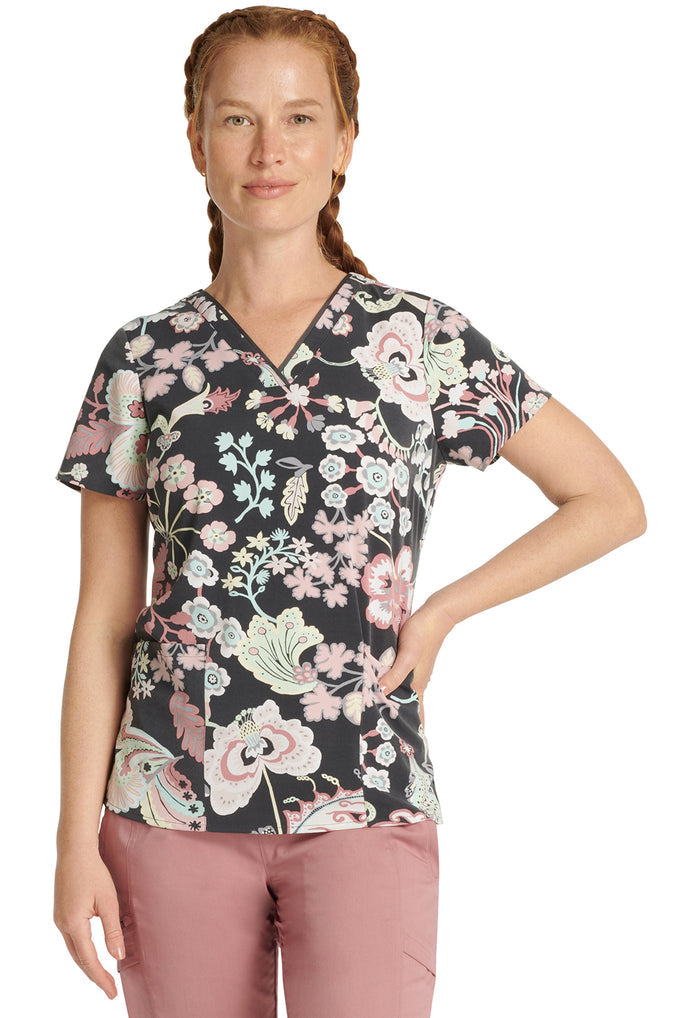 Healing Hands Purple Label Bohemian V-Neck Printed Scrub Top