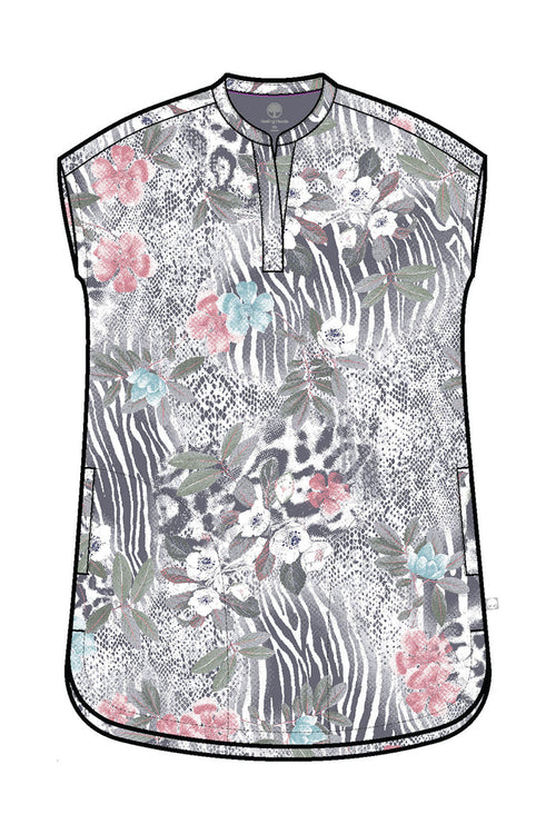 Healing Hands Purple Label Lovely Wilderness Journey Printed Oversized Scrub Top