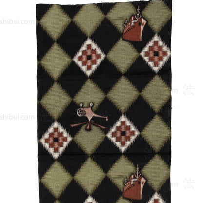 Helicopter and Ship Niko Niko Gasuri Textile Fragment | Japanese Cotton