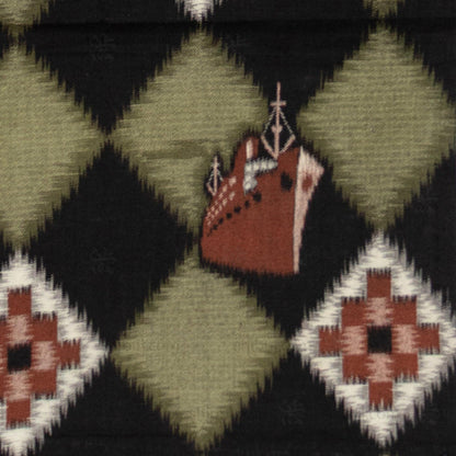 Helicopter and Ship Niko Niko Gasuri Textile Fragment | Japanese Cotton