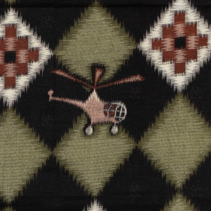Helicopter and Ship Niko Niko Gasuri Textile Fragment | Japanese Cotton
