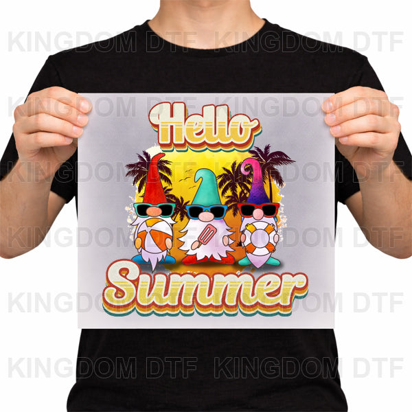 Hello Summer Gnomes DTF Transfers - Ready To Press