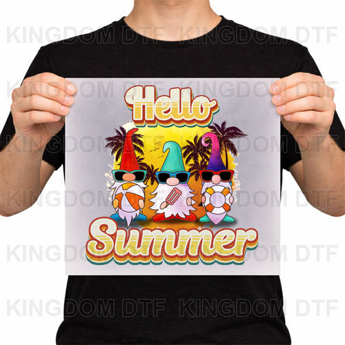 Hello Summer Gnomes DTF Transfers - Ready To Press