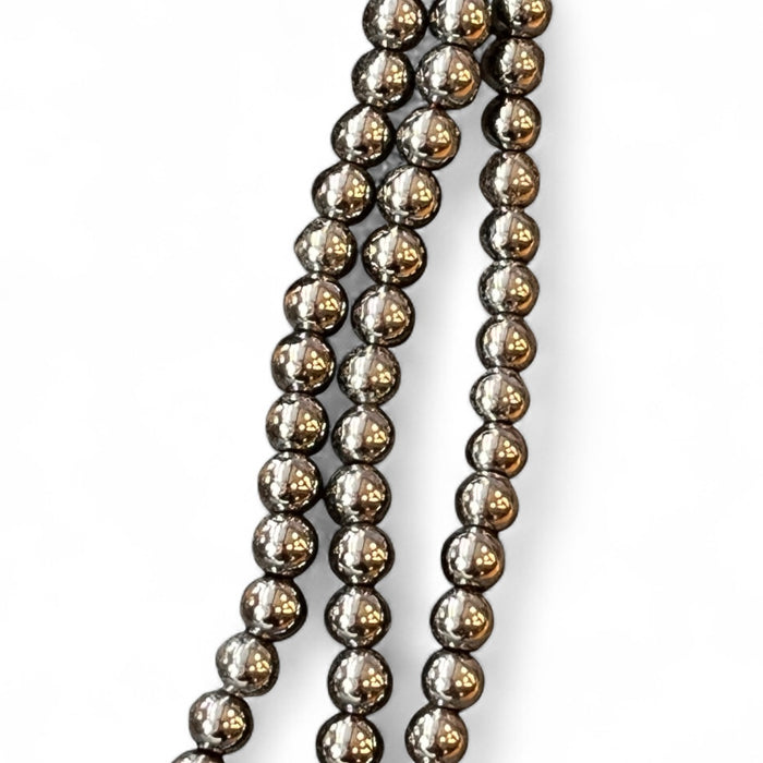 Hematite 6mm crystal bead strand
