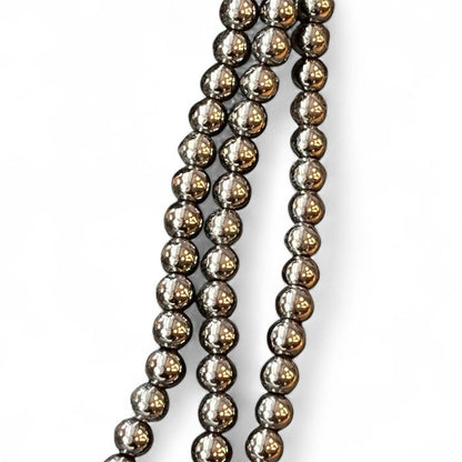 Hematite 6mm crystal bead strand