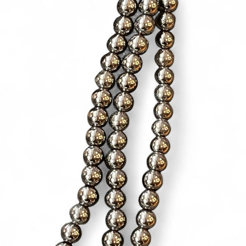 Hematite 6mm crystal bead strand