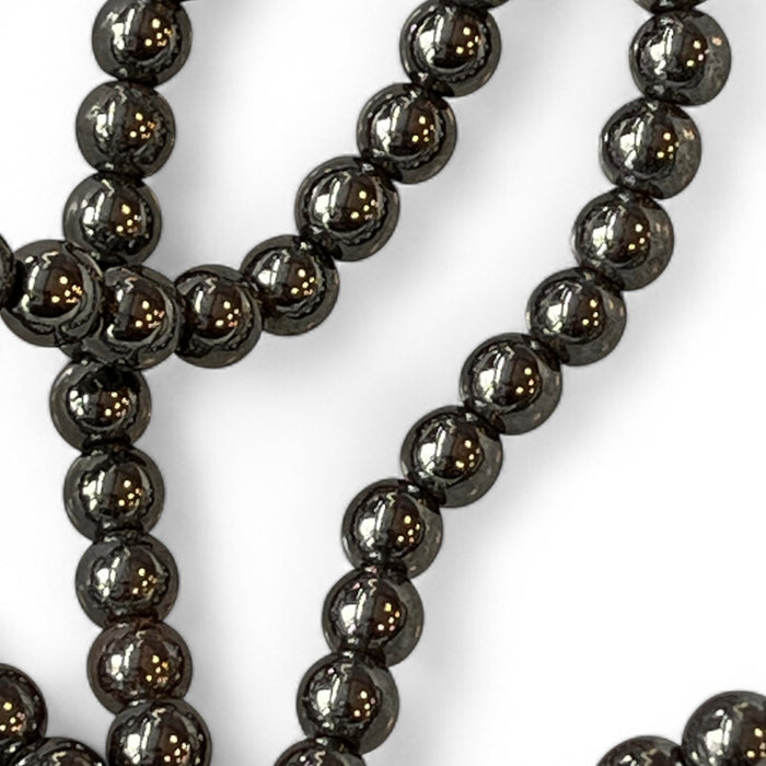 Hematite 6mm Bead Strand – 14" Natural Crystal Beads for Jewelry Making, Grounding & Protection