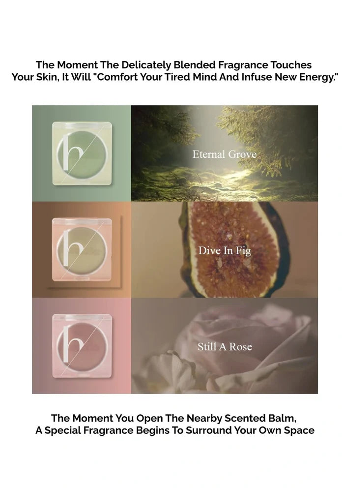 Promotional image for a fragrance with product names and imagery.