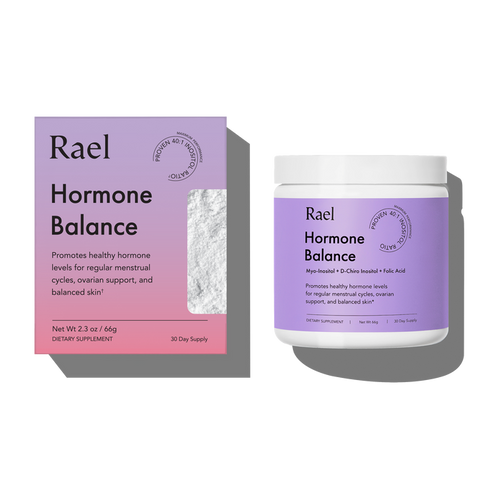 Rael Hormone Balance supplement container and packaging on a white background
