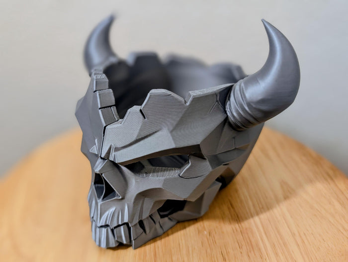Horned Skull Desk Organizer - Gothic Catchall