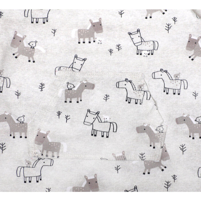 Horse & Bird Kangaroo Pocket Baby Jumpsuit (Organic Cotton)