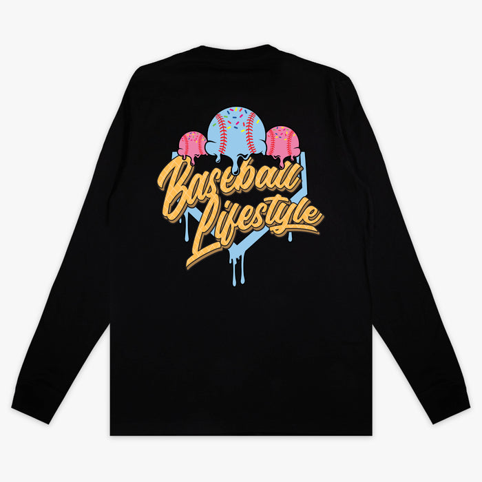 Ice Cream Long Sleeve Cotton Candy youth graphic tee - back view