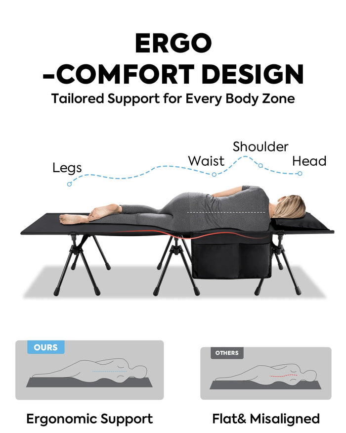 ICECO Portable L Size Camping Cot in Black