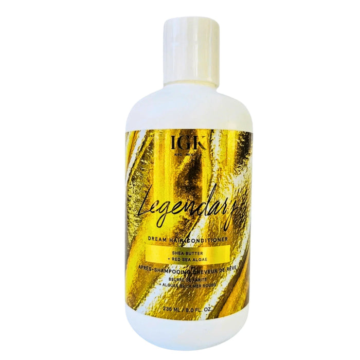 IGK Legendary Dream Hair Conditioner bottle with gold label, shea butter, red sea algae, 8 oz
