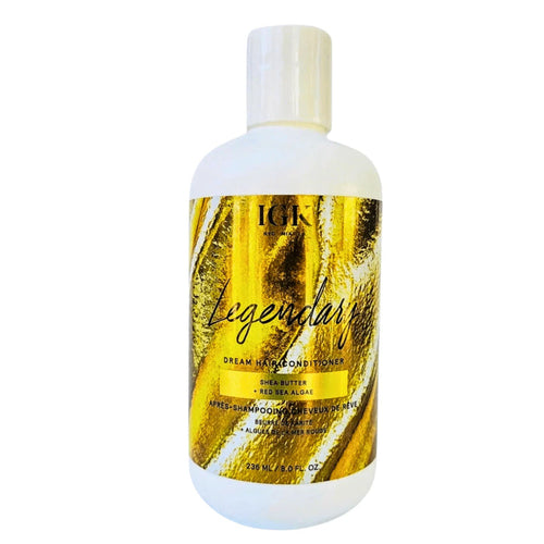 IGK Legendary Dream Hair Conditioner bottle with gold label, shea butter, red sea algae, 8 oz