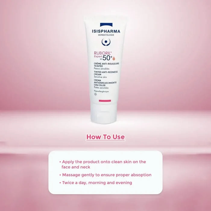 Isispharma Ruboril Expert SPF 50+ Tinted Anti-Redness Cream 40ml - How to Use