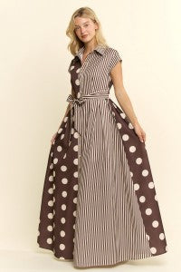 Jade by Jane Polka Dot and Stripe Maxi Dress
