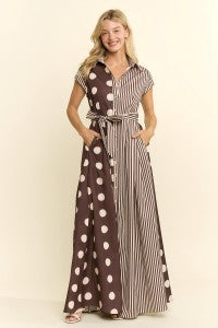 Jade by Jane Polka Dot and Stripe Maxi Dress