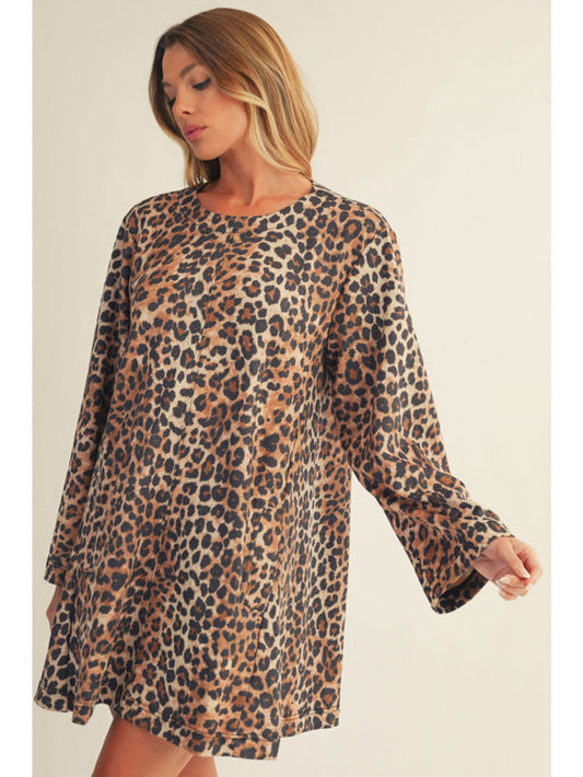 Jodifl Lux Long Sleeve Leopard Dress