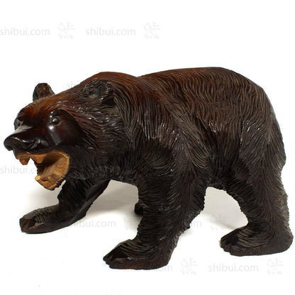 Kibori Kuma | Hand Carved Wood Bear | Japanese Hand Carved Bear