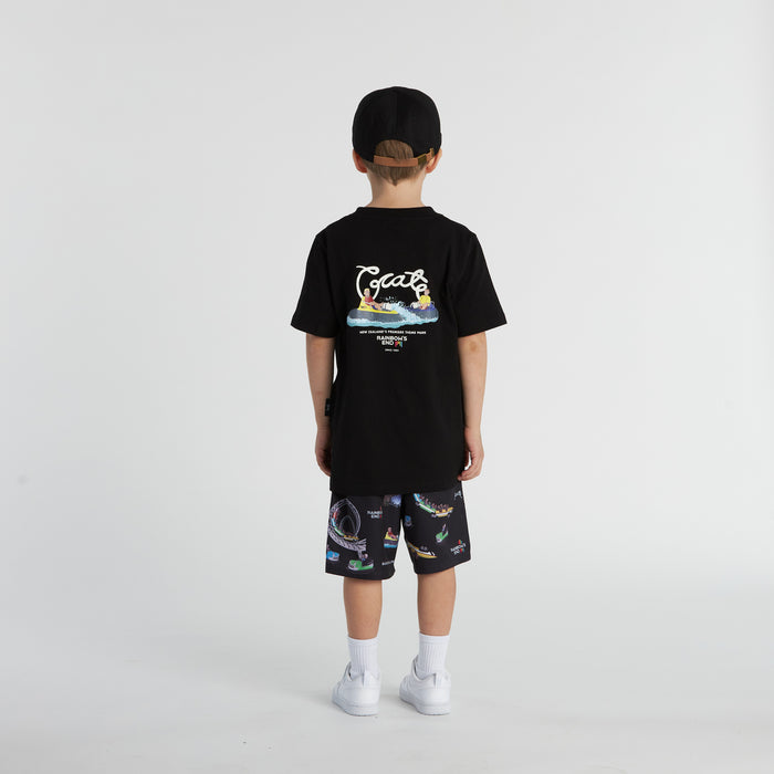 KID'S CRATE X RAINBOWS END BUMPER BOAT SCRIPT T-SHIRT
