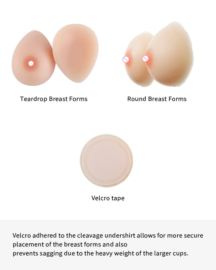 Inthemask by Moli's silicone teardrop Kigurumi breast forms with cleavage pockets, compatible with A-Z cups for cosplay and zentai.