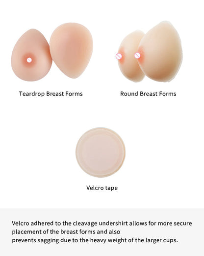 Inthemask by Moli's silicone teardrop Kigurumi breast forms with cleavage pockets, compatible with A-Z cups for cosplay and zentai.