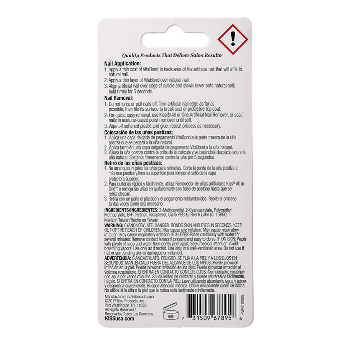Kiss Vita Bond Nail Glue Pink Tint 0.17oz - ikatehouse