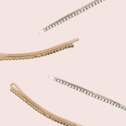 Kitsch Metal Rhinestone Extra Long Bobby Pins 4 pcs Set