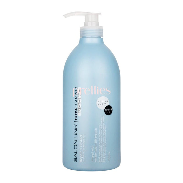 Kumano Yushi Salon Link Extra Shampoo Treatment In Repair & Protect (European Floral) 1000ml (Blue)