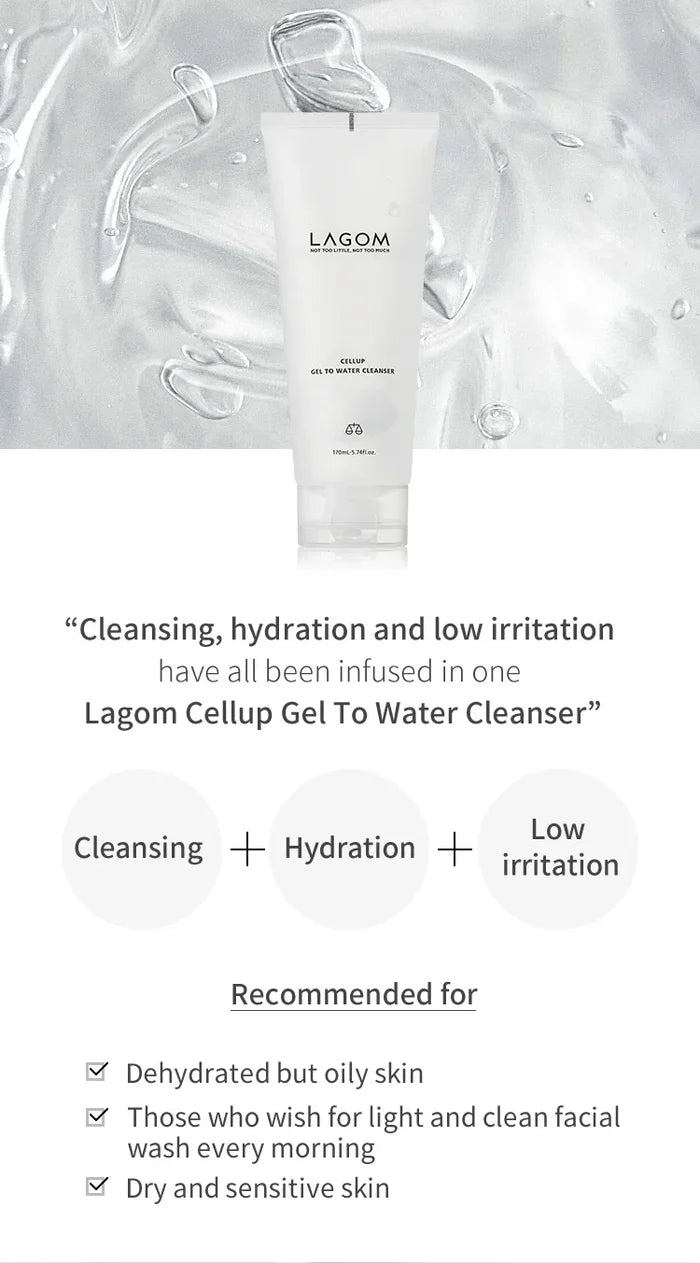LAGOM Cellup Gel To Water Cleanser for cleansing hydration and comfortable daily care