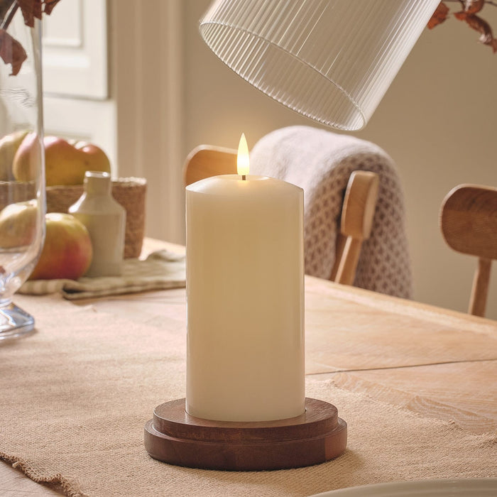 Large TruGlow® LED Candle and Fluted Glass Hurricane Candle Holder with Remote Control