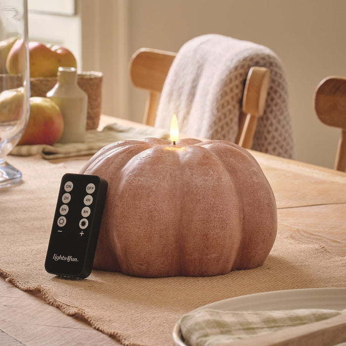 Large TruGlow® Orange Distressed Pumpkin LED Candle with Remote Control