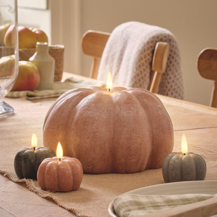 Large TruGlow® Orange Distressed Pumpkin LED Candle with Remote Control